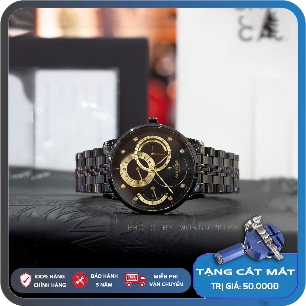 Đồng hồ nam Sunrise 1146SA  full hộp, thẻ bảo hành 3 năm, kính sapphire chống xước, chống nước