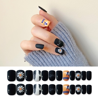 [Hàng mới về] Set 24 móng tay giả họa tiết hoa cúc xinh xắn dễ thương