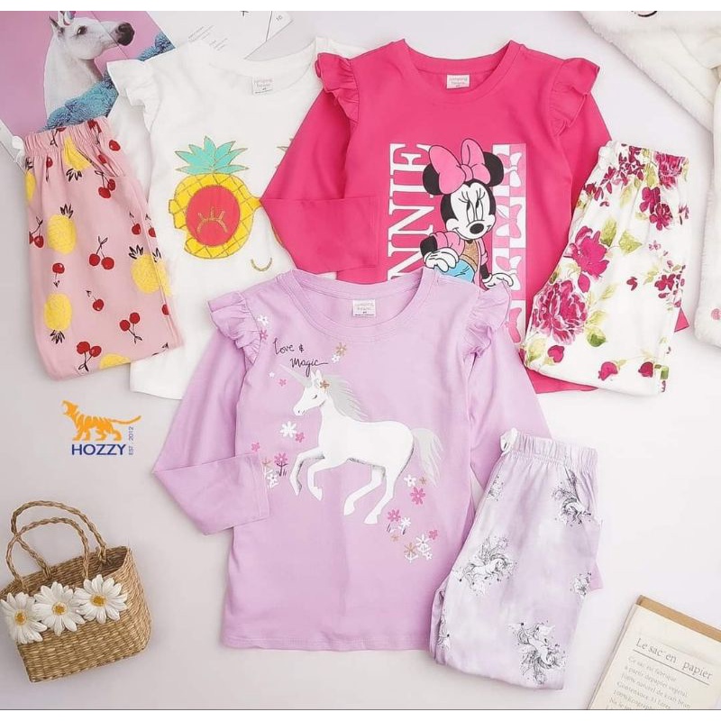 Bộ bé gái dài tay 100% cotton xuất dư size đại chất đẹp mát