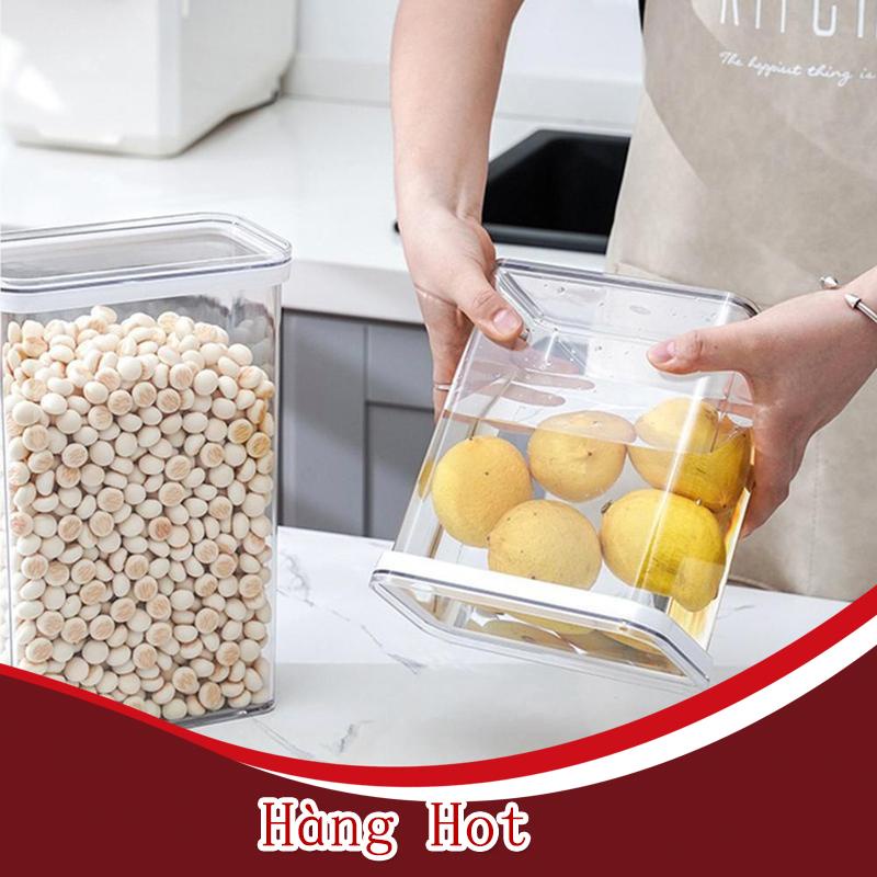 Hộp đựng thực phẩm bằng nhựa trong suốt có nắp gắn tường tiện dụng