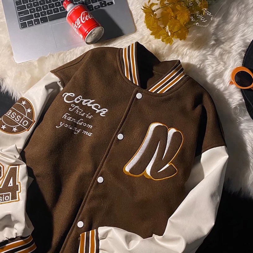 Áo Khoác Bóng Chày Thêu Chữ Phong Cách Hàn Quốc Thời Trang Cho Nam Nữ