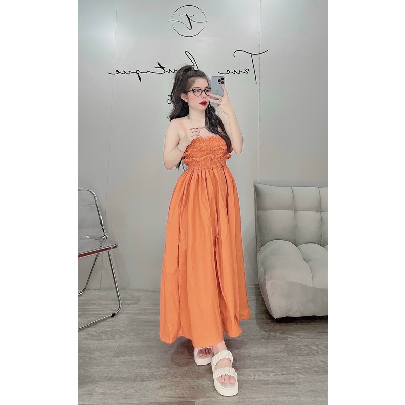 Váy 2 dây dáng dài ❤️ Đầm maxi đi biển, đi du lịch hottrend có dây đan nơ cột sau lưng Đ12