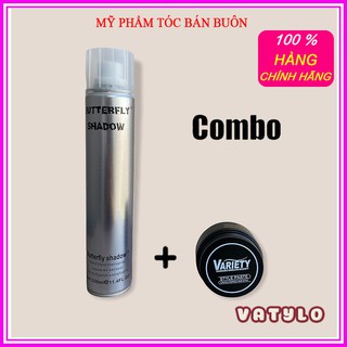 Gôm xịt tóc tạo kiểu nam butterfly shadow 320ml + SÁP VUỐT TÓC NAM variety CB03