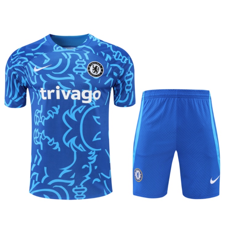 Bộ Quần Áo Tập Luyện Đá Banh Màu Xanh Dương Size 22-23 Chelsea Chất Lượng Cao