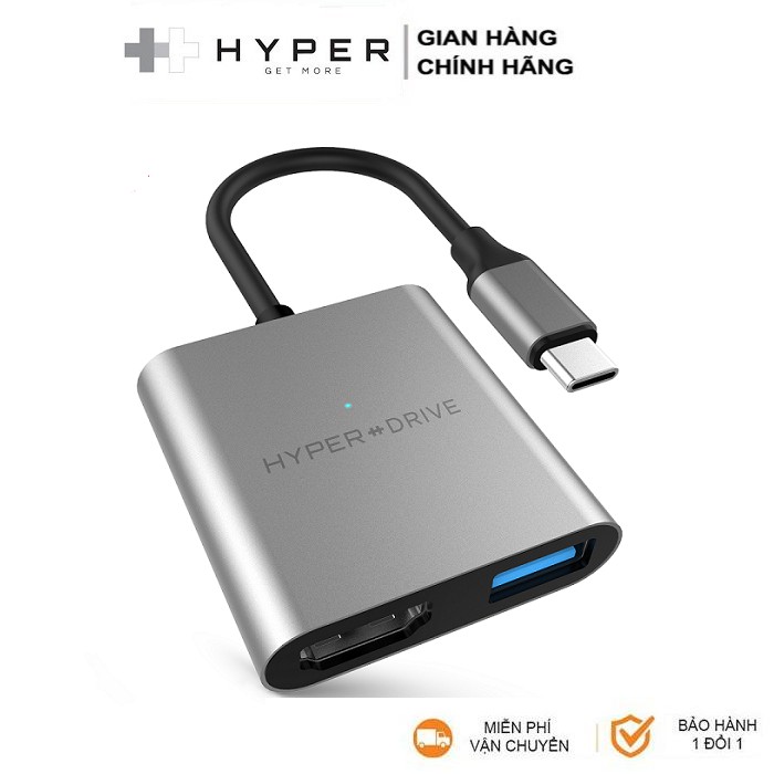 Cổng chuyển HyperDrive 4k HDMI 3-in-1 USB-C HUB cho Macbook, PC & Devices - HD259A
