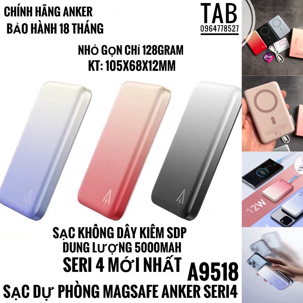 Sạc Không Dây Từ Tính Magsafe Anker Magnectic 5K SERI 4 - A9518 (Bảo Hành 18 Tháng)