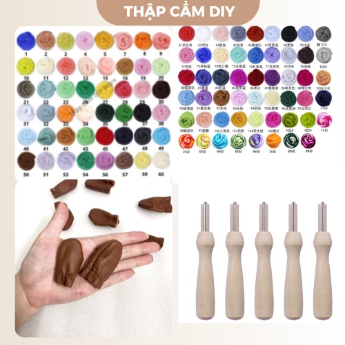 COMBO 10 Màu Len Chọc Đầy Đủ Dụng Cụ Chọc Len Thỏa Sức Sáng Tạo
