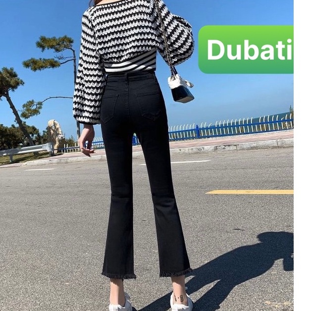 QUẦN JEAN NỮ CHẤT BÒ ỐNG LOE SÀNH ĐIỆU SIÊU CO GIÃN LƯNG CAO NÂNG MÔNG HÀN QUỐC - DB 222- DUBATI FASHION
