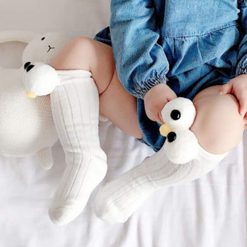 Vớ Cotton Cổ Cao Họa Tiết Hoạt Hình Dễ Thương Thời Trang Thu Đông Cho Bé