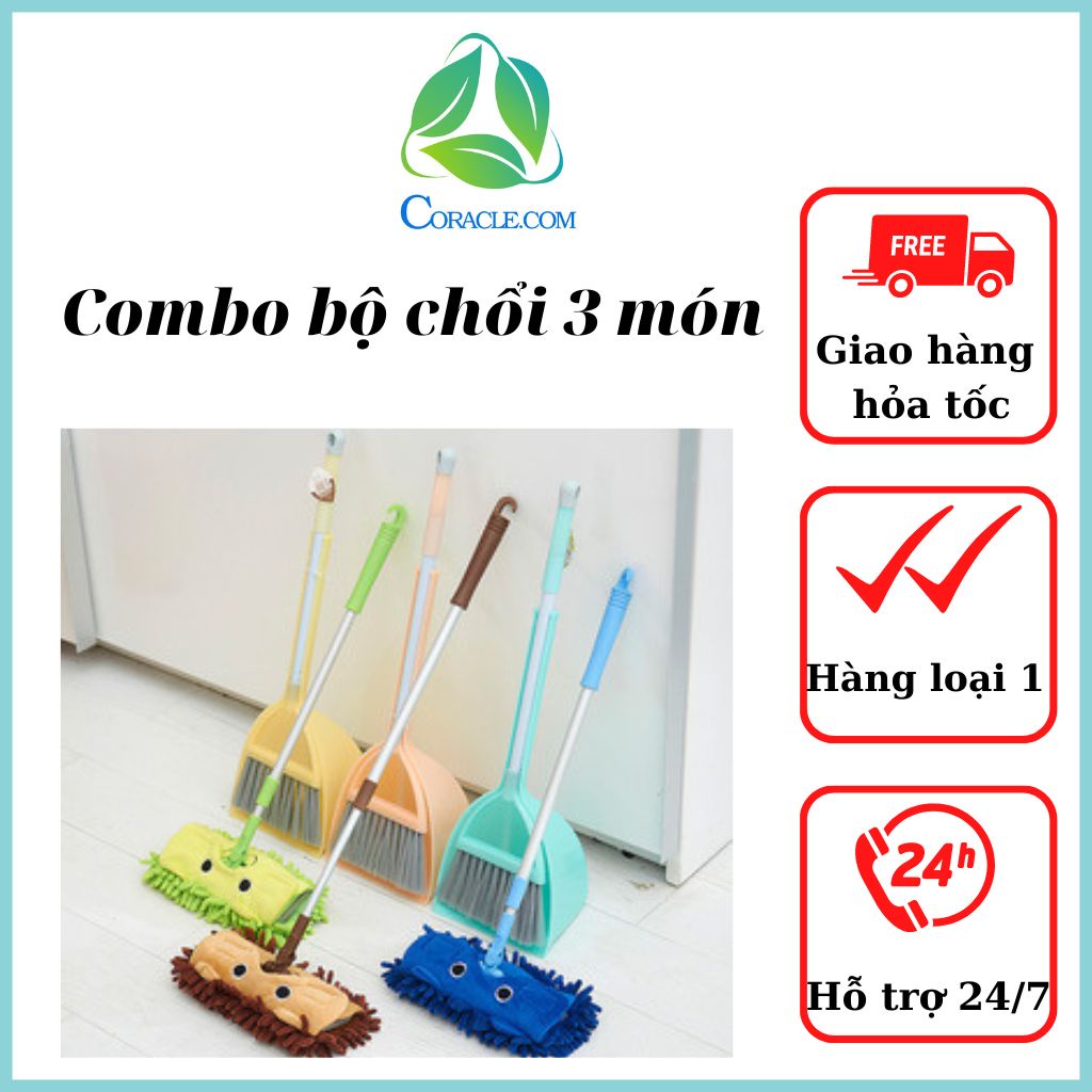 Bộ chổi hót rác cây lau nhà mini cho bé thực hành cuộc sống tránh xa tivi, điện thoại  CORACLE.