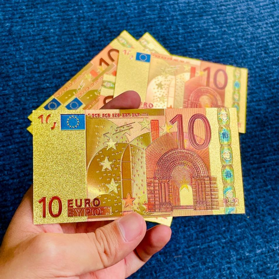 Tờ Tiền Kỉ Niệm 10 EURO Plastic Mạ Vàng Lì Xì Tết May Mắn