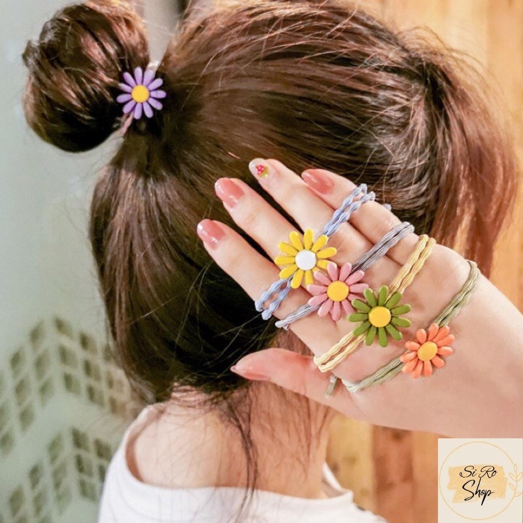 Thun cột tóc nữ dễ thương nhiều màu, dây cột tóc Hoa Cúc xinh xắn phong cách Hàn quốc