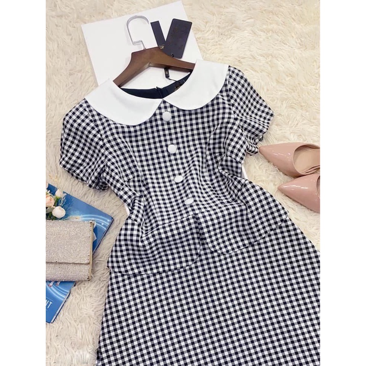 Đầm Caro cổ sen công sở dạo phố Caro Dress Ty Fashion D006 | BigBuy360 - bigbuy360.vn
