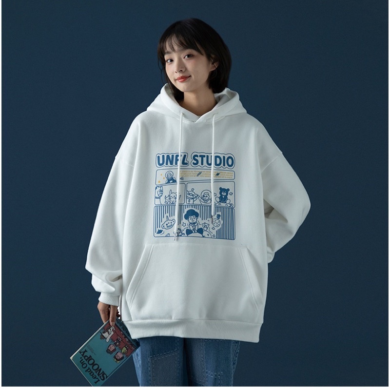 Áo Hoodie Unfl Form Rộng Tay Phồng Nhiều Màu, Áo Khoác Nỉ Có Mũ