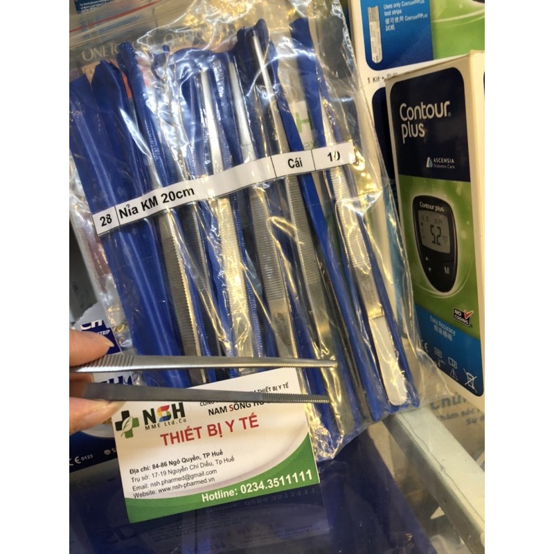 Nhíp y tế, phẫu tích y tế đầu tù không mấu, Nỉa thẳng có răng không mấu Pakistan size 14,16,18,20,25,30cm