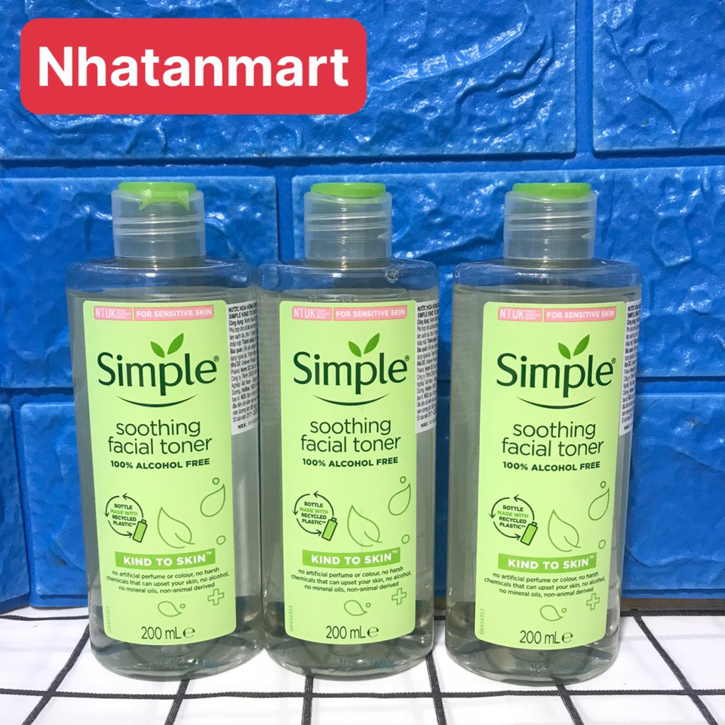 [HÀNG CHUẨN CHÍNH HÃNG DKSH] Nước Hoa Hồng Soothing Facial Toner Simple cân bằng ẩm cho da 200ml