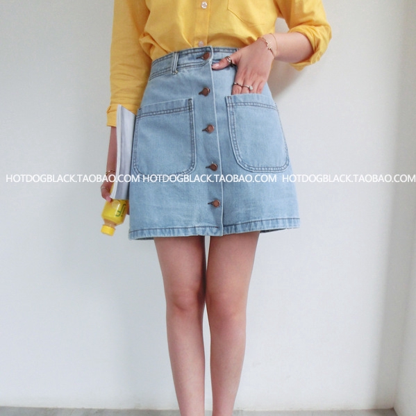 IELGY     Chân Váy Chữ A Lưng Cao Phong Cách Hàn Quốc Cho Học Sinh