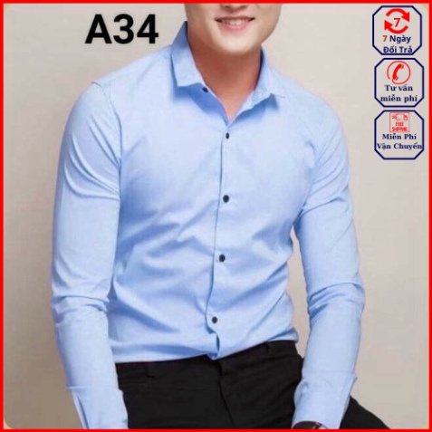 Áo Sơ Mi Nam Chất Lụa Trắng Trơn Đen Trơn Chất Cotton Dài Tay đi học hay công sở đều đẹp Adam_fashion