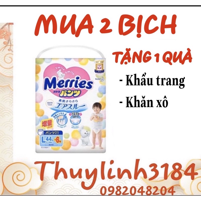 Bỉm Merries Dán/Quần Nội Địa(Cộng Miếng)(Date Mới)NB96/S88/M68d/M64q/L58d/L50q/XL44q