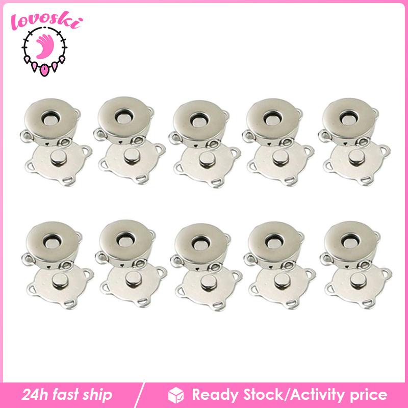 [Lovoski] Set 10 Cặp Khóa Cài Nam Châm DIY 14mm Dùng Để Làm Ví Xách Tay