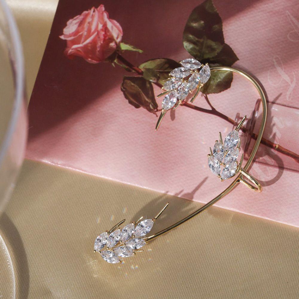 Khuyên kẹp vành tai hợp kim thiết kế hình lá thời trang retro phong cách Hàn Quốc cá tính cho nữ