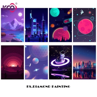 Bộ tranh đính đá 5D tự làm hình phi hành gia vũ trụ 30X40cm