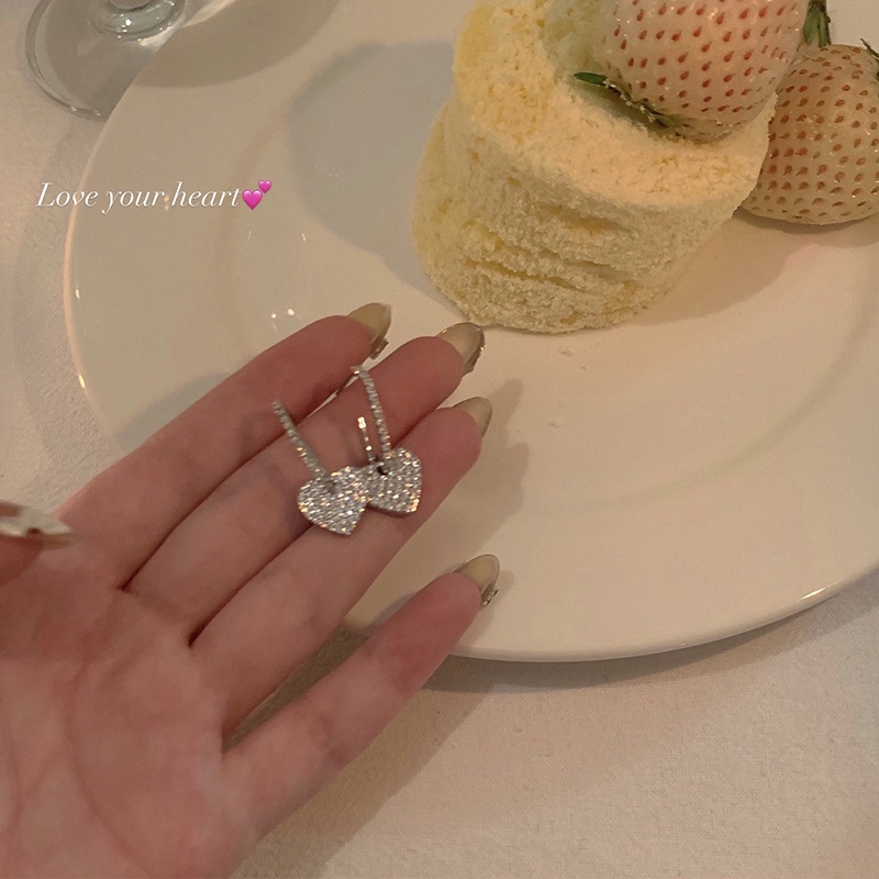 Bông Tai Hình Trái Tim Đính Đá Toàn Diện Thời Trang Cho Nữ 2022