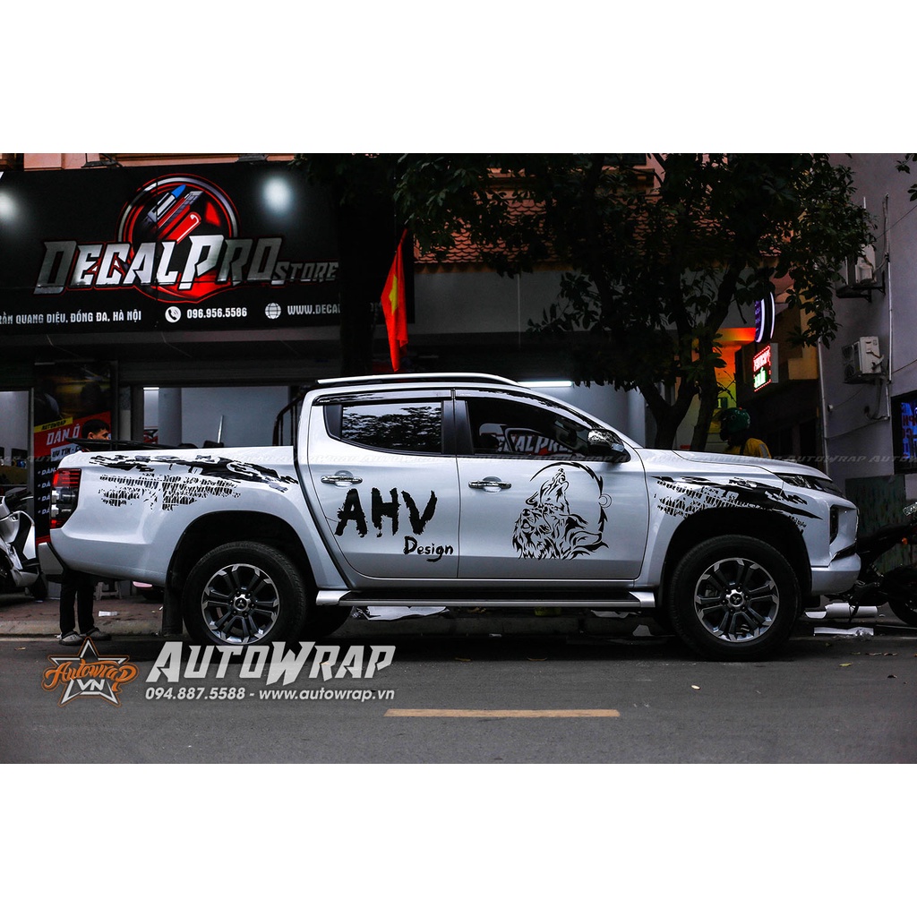Tem họa tiết xe Triton AHV - Tem họa tiết ô tô Mitsubishi, tem dán sườn xe thể thao