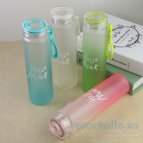 [ HOT ] Chai đựng nước thủy tinh Hello Master 400ml&480ml , bình thủy tinh đựng nước Hello Master mẫu mới