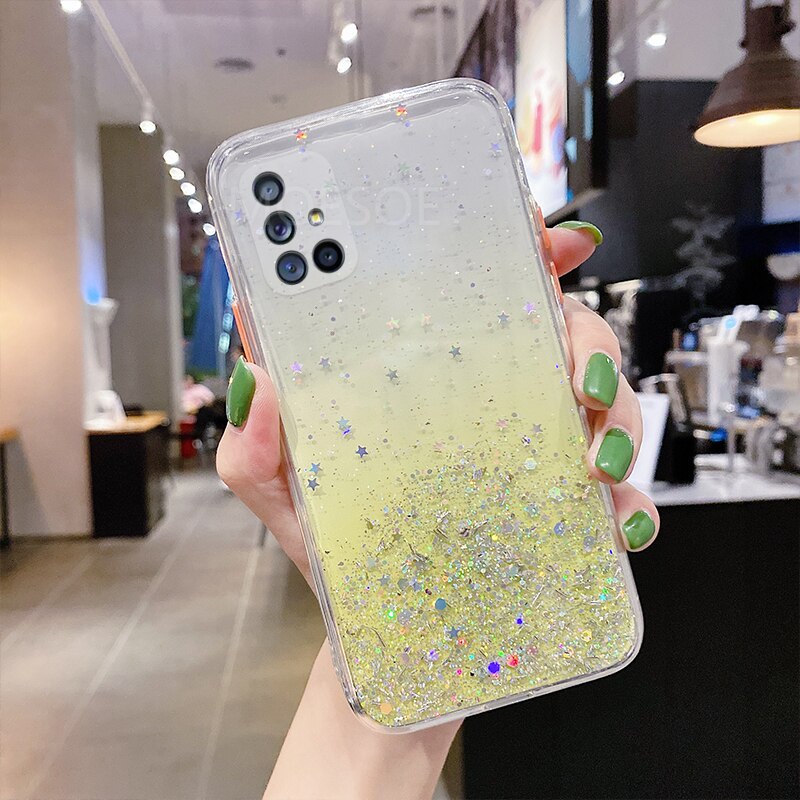 Ốp điện thoại cứng đính kim tuyến cho Samsung Galaxy A51 A71 A21S A10S A20S A31 A50 A50S