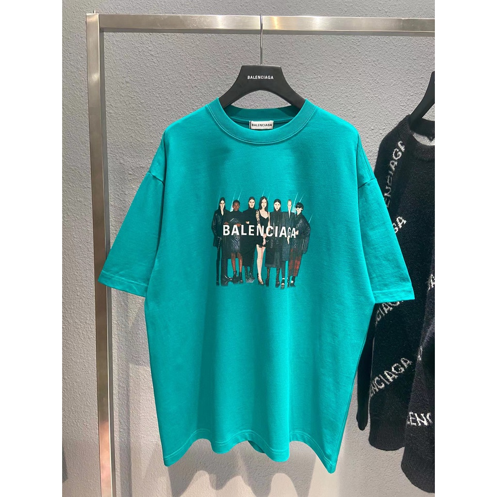 Áo Thun Balenciaga Ngắn Tay Dáng Rộng In Họa Tiết Cá Tính Cho Nam Nữ