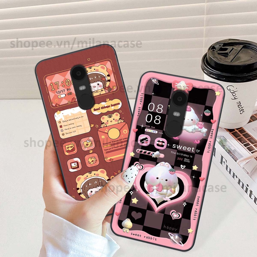 Ốp Xiaomi Redmi Note 4/ Note 4x / Redmi 5 Plus hình đồng hồ icon gấu mèo cute cực dễ thương ngộ nghĩnh