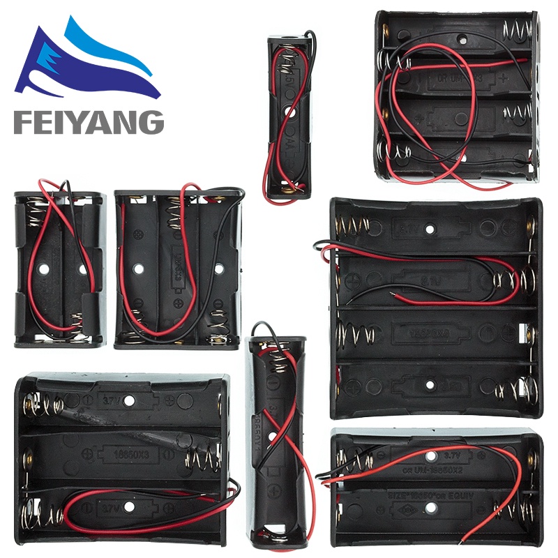 Hộp đựng pin AA/ 18650 3.7V/ 1.5V màu đen chất lượng cao tiện lợi