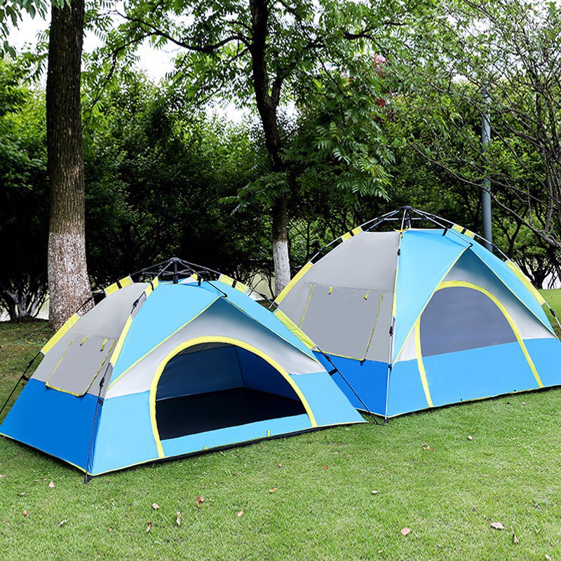 Lều Cắm Trại Tự Động Chống Thấm Nước 3 Cửa Sổ Có Màn Che Chống Muỗi - Lều Dã Ngoại Du Lịch Cho 4 - 6 Người