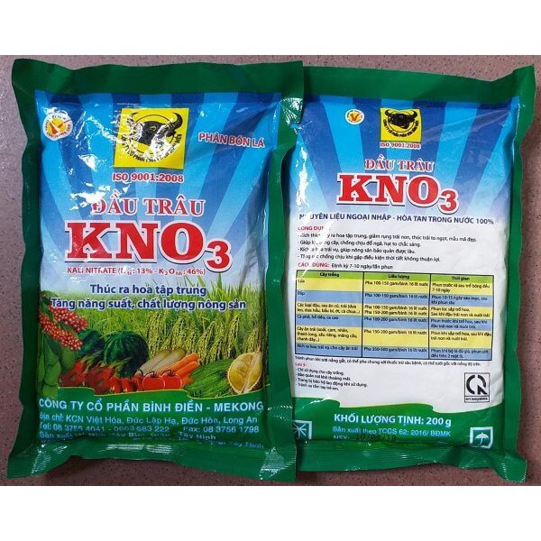 Phân bón Đầu Trâu-KNO3-Kíchthích cây ra hoa tập trung, giảm rụng trái non-200gr-LPN