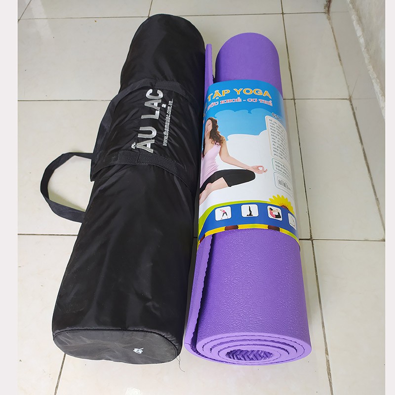 Thảm tập Yoga, GYM  2 mặt, loại dày, kt 175cm x 65cmx 1cm kèm túi đeo và dây buộc( được chọn màu: xanh, đỏ, tím)