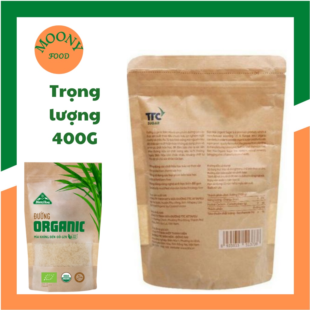 Đường Vàng Mía Hữu Cơ Làm Bánh Cho Bé Biên Hòa Organic Gói 400G