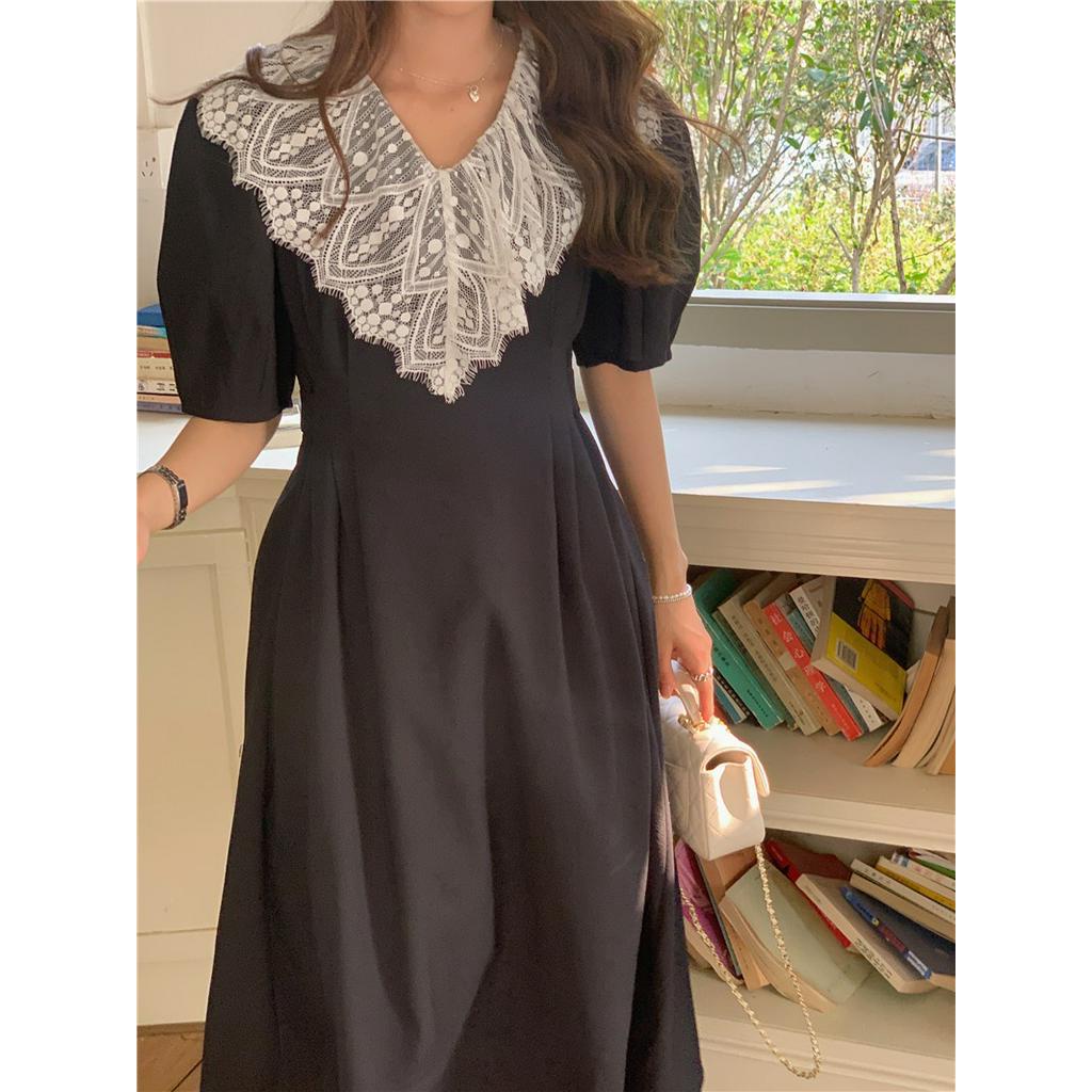 Đầm Ren Ngắn Tay Phong Cách Retro Pháp Quý Phái 61983