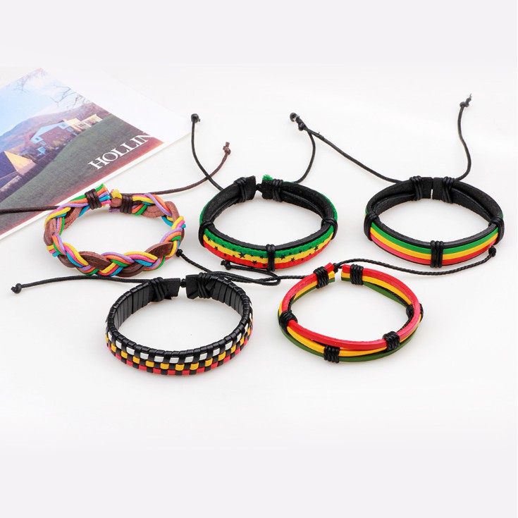 Combo 5 Vòng Tay Da Handmade - A11 [ FREE SHIP ]
