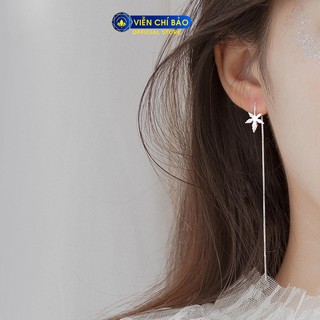 Bông tai bạc nữ hình lá Phong dây dài chất liệu bạc 925 - Viễn Chí Bảo B400754