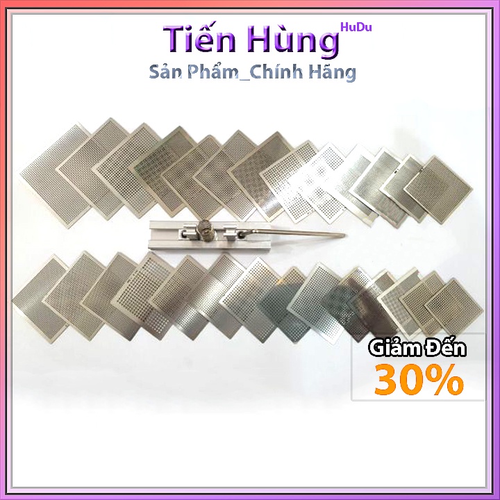 BỘ LƯỚI LÀM CHÂN CHIPSET ĐA NĂNG 27 TẤM, Vỉ làm chân IC điện thoại đa năng, Lưới làm chân chipset Intel.