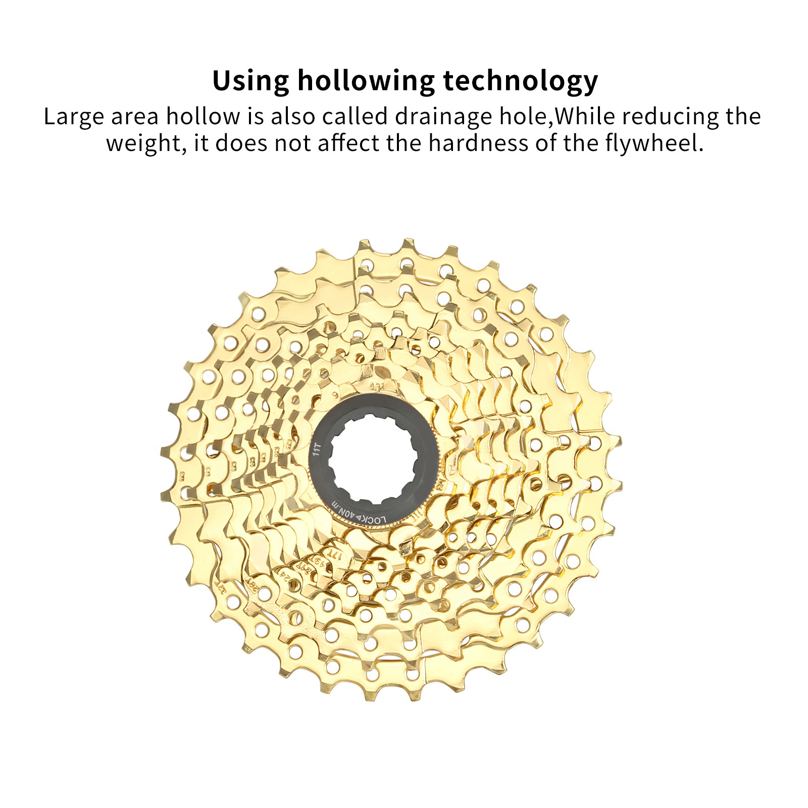 YGCX5-Bicycle Cassette 9 Speeds 11-32T Chrome-Molybdenum Steel Mountain Bike Flywheel Durable Hollow Design Golden Bicycle Parts Climbing Flywheel Cycling Accessories