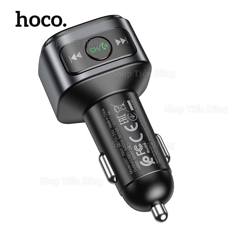 Tẩu Sạc Xe Hơi Hoco E67 - Bộ phát sóng FM Bluetooth trên ô tô hoco E67 Fighter QC3.0 (Đen)