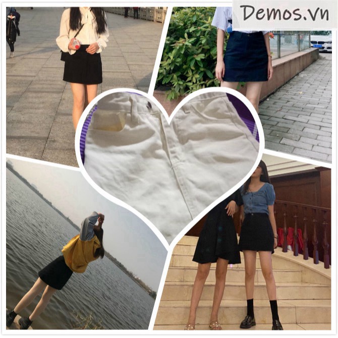Chân váy denim lưng cao phong cách Hàn Quốc cho nữ
