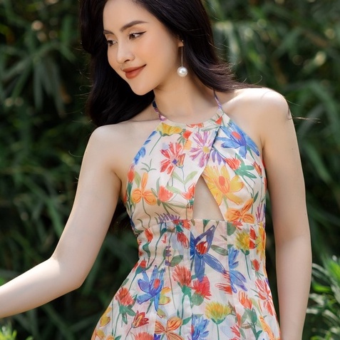 Váy hoa nữ dáng dài hở vai, mẫu hè mới mặc đi chơi, du lịch Petunia Dress | Tantalizing