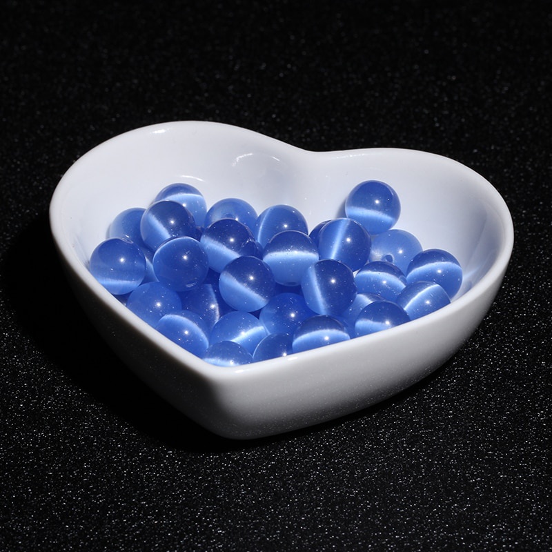 Chuỗi Hạt Tròn Màu Trắng/Xanh Dương Tự Nhiên Kích Thước 6/8/10mm Chất Lượng Cao Dùng Làm Trang Sức Thủ Công 15 Inch