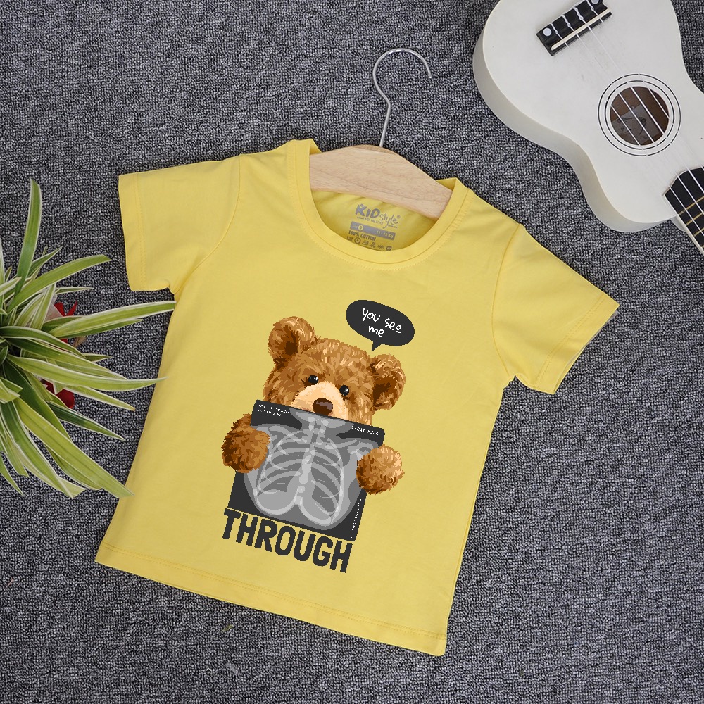 áo thun bé gái bé trai dễ thương in hình gấu dễ thương G01 cotton co giản thoải mái