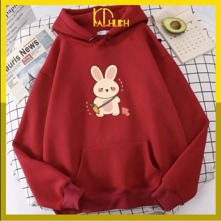 ÁO HOODIE NỈ IN THỎ CARROT ĐI HỌC