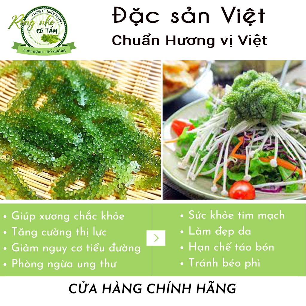 Rong nho Green Food, tác dụng của rong nho, rong nho khô - Túi zipper 100g, 𝑭𝑹𝑬𝑬𝑺𝑯𝑰𝑷, đặc sản Việt(mua 2 tặng nước sốt)