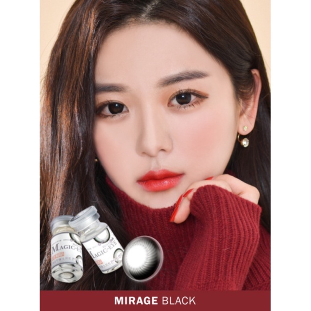 Lens mắt ANN365 dùng 1 năm màu đen Mirage Black có độ cận